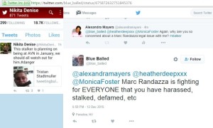 Marc Randazza supporter & known stalker Tristan Stadtmuller has made it clear that the frivilous & fraudulent lawsuit filed against Alexandra Mayers accusing her of defaming Marc's wife Jennifer, in actuality is a means to target her on behalf of a multitude of individuals attached to pornography & organized crime who Alexandra has documented on her websites.